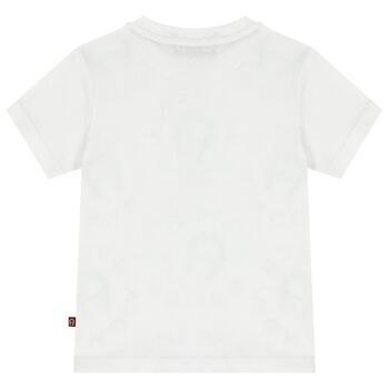 Younger Boys White & Navy Blue Logo T-Shirt