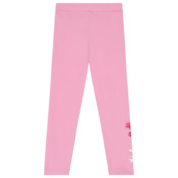 Girls Pink Trolls Logo Leggings