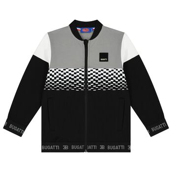 Boys Black & Grey Logo Zip Up Top