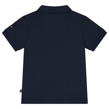 Younger Boys Navy Blue & Gold Logo Polo Shirt