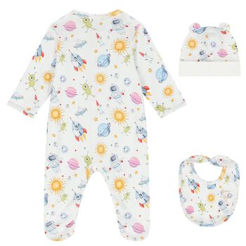 Baby Boys White Space Babygrow Set