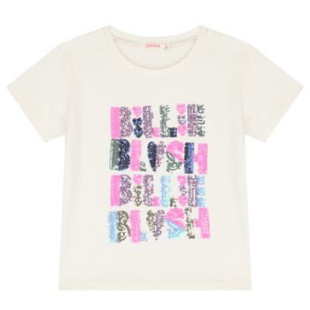 Girls Ivory Sequin Logo T-Shirt