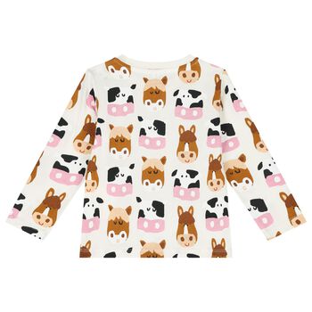 Younger Boys Ivory Animals Long Sleeve Top