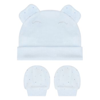 Baby Boys Blue Hat & Mitten Set