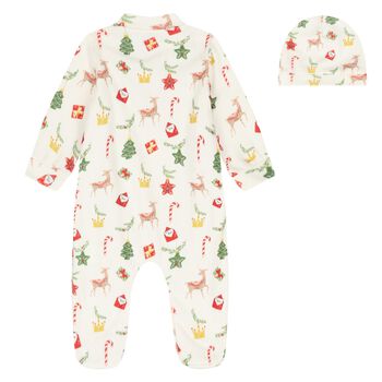 Baby Boys Ivory Festive Babygrow Set