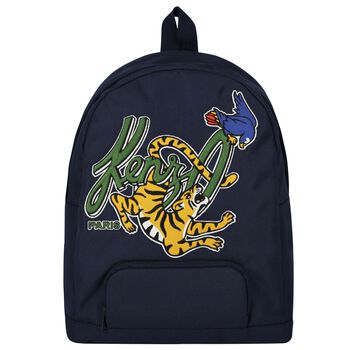 Boys Navy Blue Logo Backpack