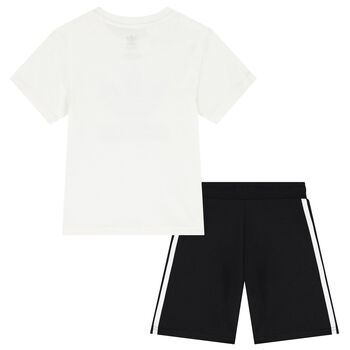 White & Black Logo Shorts Set