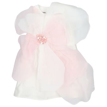 Girls White & Pink Logo Flower Dress