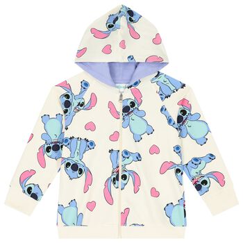 Girls Ivory Disney Zip Up Top