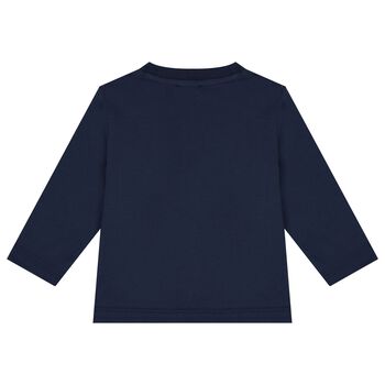 Younger Boy Navy Blue Logo Long Sleeve Top