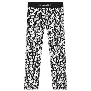 Girls Black & White Logo Leggings