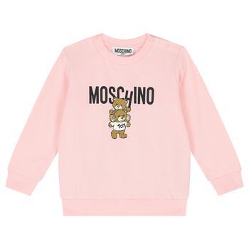 Younger Girls Pink Teddy Bear Logo Sweatshirt