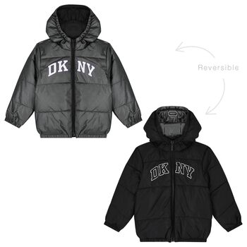 Black Logo Reversible Puffer Jacket