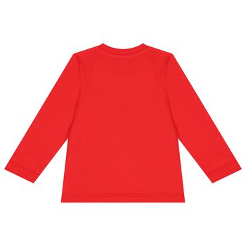 Red Teddy Bear Logo Long Sleeve Top