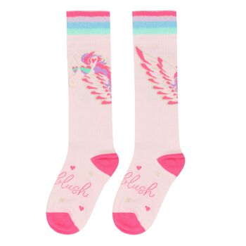 Girls Pink Logo Pegasus Socks