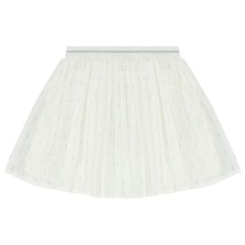 Girls Ivory Pleated Skirt