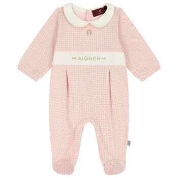 Baby Girls Pink Logo Babygrow