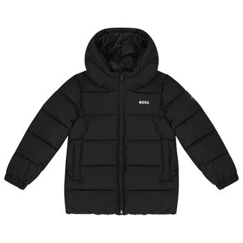 Boys Black Logo Puffer Jacket