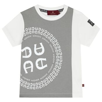 Younger Boys Grey & White Logo T-Shirt