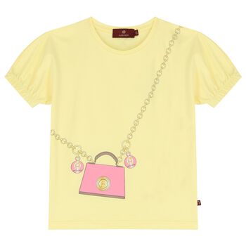 Girls Yellow Logo Bag T-Shirt