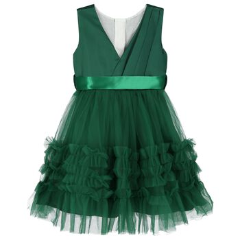 Girls Green Ruffle Tulle Dress