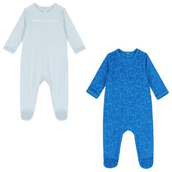 Baby Boys Blue Babygrows ( 2-Pack )