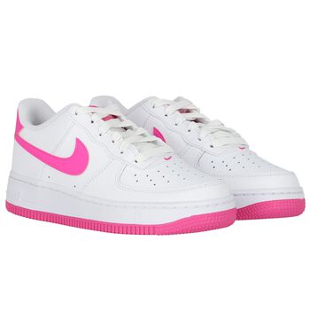 Girls White & Pink Air Force 1 Trainers