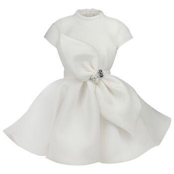 Girls White Bow Dress