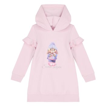 Girls Pink Logo Hooded Dress