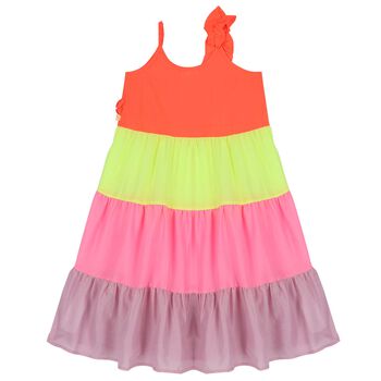 Girls Orange, Yellow & Pink Tiered Dress