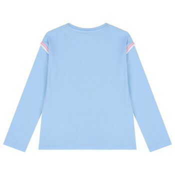 Girls Blue Logo Long Sleeve Top