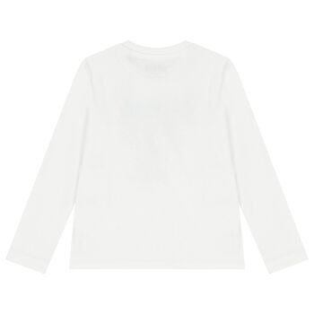 Boys White Logo Long Sleeve Top