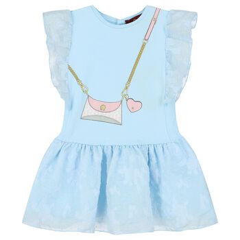 Younger Girls Blue Logo Bag Dress