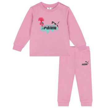 Younger Girls Pink Trolls Logo Tracksuit