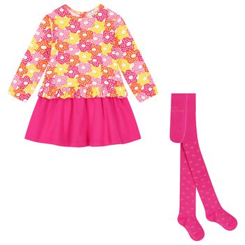 Girls White & Pink Flower Dress Set