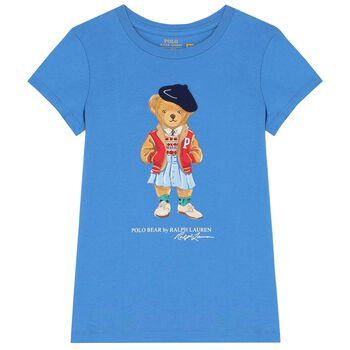 Girls Blue Polo Bear T-Shirt