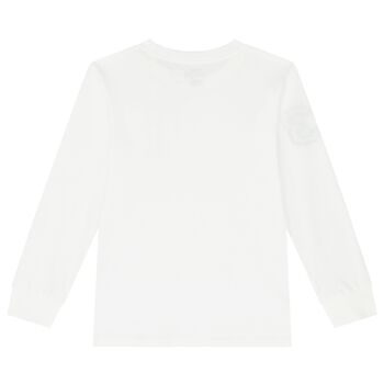 Boys White Logo Long Sleeve Top