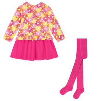 Girls White & Pink Flower Dress Set