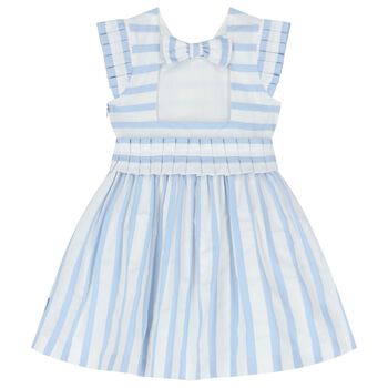 Girls White & Blue Striped Dress