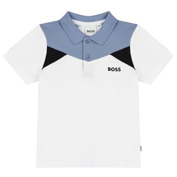 Younger Boys White Logo Polo Shirt