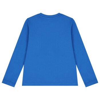 Boys Blue Logo Long Sleeve Top