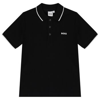 Boys Black Logo Polo Shirt