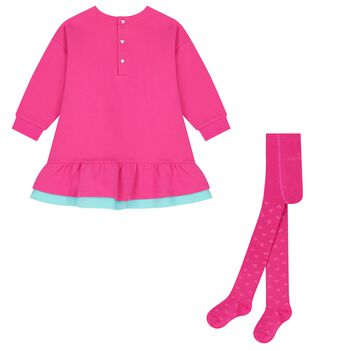 Girls Pink Heart Logo Dress Set