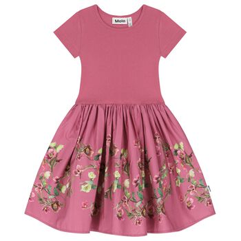 Girls Pink Floral Print Dress