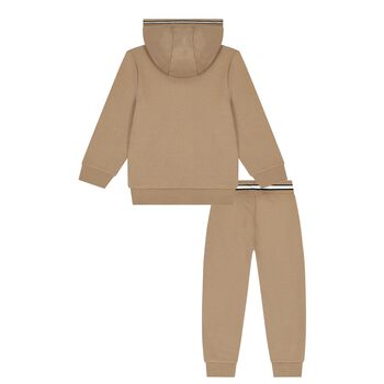 Boys Beige Logo Tracksuit