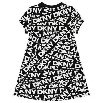 Girls Black & White Logo Dress