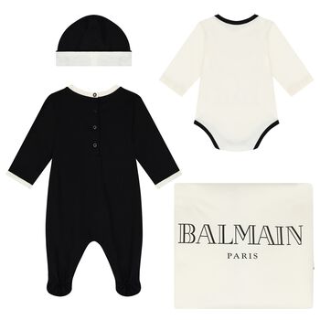 Ivory & Black Logo Babygrow Gift Set