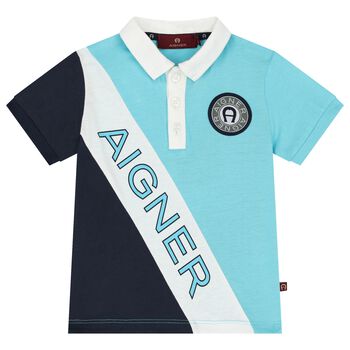 Younger Boys Blue Logo Polo Shirt