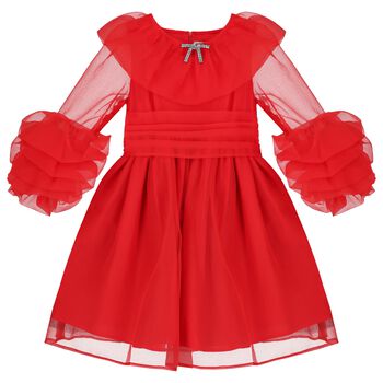 Girls Red Chiffon Dress