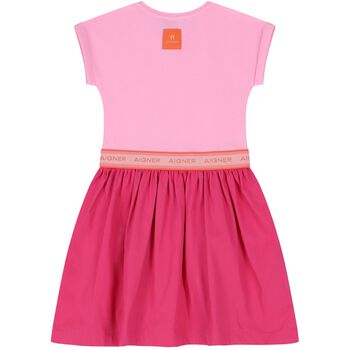 Girls Pink Logo Heart Dress